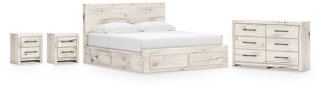 Lawroy 8-Piece King Panel Storage Bed with Dresser and 2 Nightstands (Platform King Roll Slats, King Storage Footboard, King Panel Headboard, Queen/King Under Bed Storage, Queen/King Under Bed Storage, Dresser, Nightstand, Nightstand)