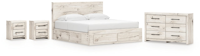 Lawroy 8-Piece King Panel Storage Bed with Dresser and 2 Nightstands (Platform King Roll Slats, King Storage Footboard, King Panel Headboard, Queen/King Under Bed Storage, Queen/King Under Bed Storage, Dresser, Nightstand, Nightstand)