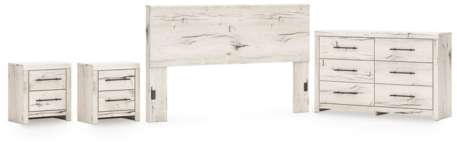 Lawroy 4-Piece King Panel Headboard with Mirrored Dresser and 2 Nightstands (King Panel Headboard, Dresser, Nightstand, Nightstand)