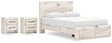 Lawroy 6-Piece Queen Panel Storage Bed with 2 Nightstands (Platform Queen Roll Slats, Queen Storage Footboard, Queen Panel Headboard, Queen/King Platform Rails, Nightstand, Nightstand)