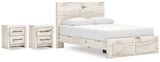 Lawroy 6-Piece Queen Panel Storage Bed with 2 Nightstands (Platform Queen Roll Slats, Queen Storage Footboard, Queen Panel Headboard, Queen/King Platform Rails, Nightstand, Nightstand)