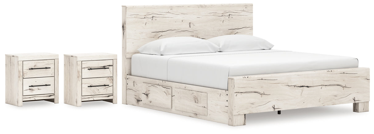 Lawroy 7-Piece King Panel Bed with 2 Nightstands (Platform King Roll Slats, King Panel Footboard, King Panel Headboard, Queen/King Under Bed Storage, Queen/King Platform Rails, Nightstand, Nightstand)