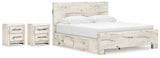 Lawroy 7-Piece King Panel Bed with 2 Nightstands (Platform King Roll Slats, King Panel Footboard, King Panel Headboard, Queen/King Under Bed Storage, Queen/King Platform Rails, Nightstand, Nightstand)