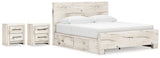 Lawroy 7-Piece King Panel Bed with 2 Nightstands (Platform King Roll Slats, King Panel Footboard, King Panel Headboard, Queen/King Under Bed Storage, Queen/King Under Bed Storage, Nightstand, Nightstand)