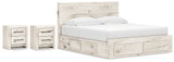 Lawroy 7-Piece King Panel Storage Bed with 2 Nightstands (Platform King Roll Slats, King Storage Footboard, King Panel Headboard, Queen/King Under Bed Storage, Queen/King Under Bed Storage, Nightstand, Nightstand)