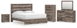 Graystorm 6-Piece King Panel Bed with Mirrored Dresser, Chest and Nightstand (King Panel Headboard/Footboard, King Panel Rails, Dresser, Bedroom Mirror, Chest of Drawers, Nightstand)