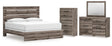 Graystorm 5-Piece King Panel Bed with Mirrored Dresser and Chest (King Panel Headboard/Footboard, King Panel Rails, Dresser, Bedroom Mirror, Chest of Drawers)