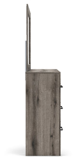 Graystorm 7-Piece Twin Panel Storage Bed with Mirrored Dresser and 2 Nightstands (Platform Twin Roll Slats, Twin/Full Side Storage with Rail, Twin Panel Headboard/Footboard, Dresser, Bedroom Mirror, Nightstand, Nightstand)