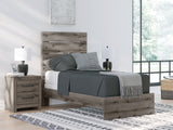 Graystorm 6-Piece Twin Panel Bed with Mirrored Dresser, Chest and Nightstand (Twin Panel Headboard/Footboard, Twin Panel Rails, Dresser, Bedroom Mirror, Chest of Drawers, Nightstand)