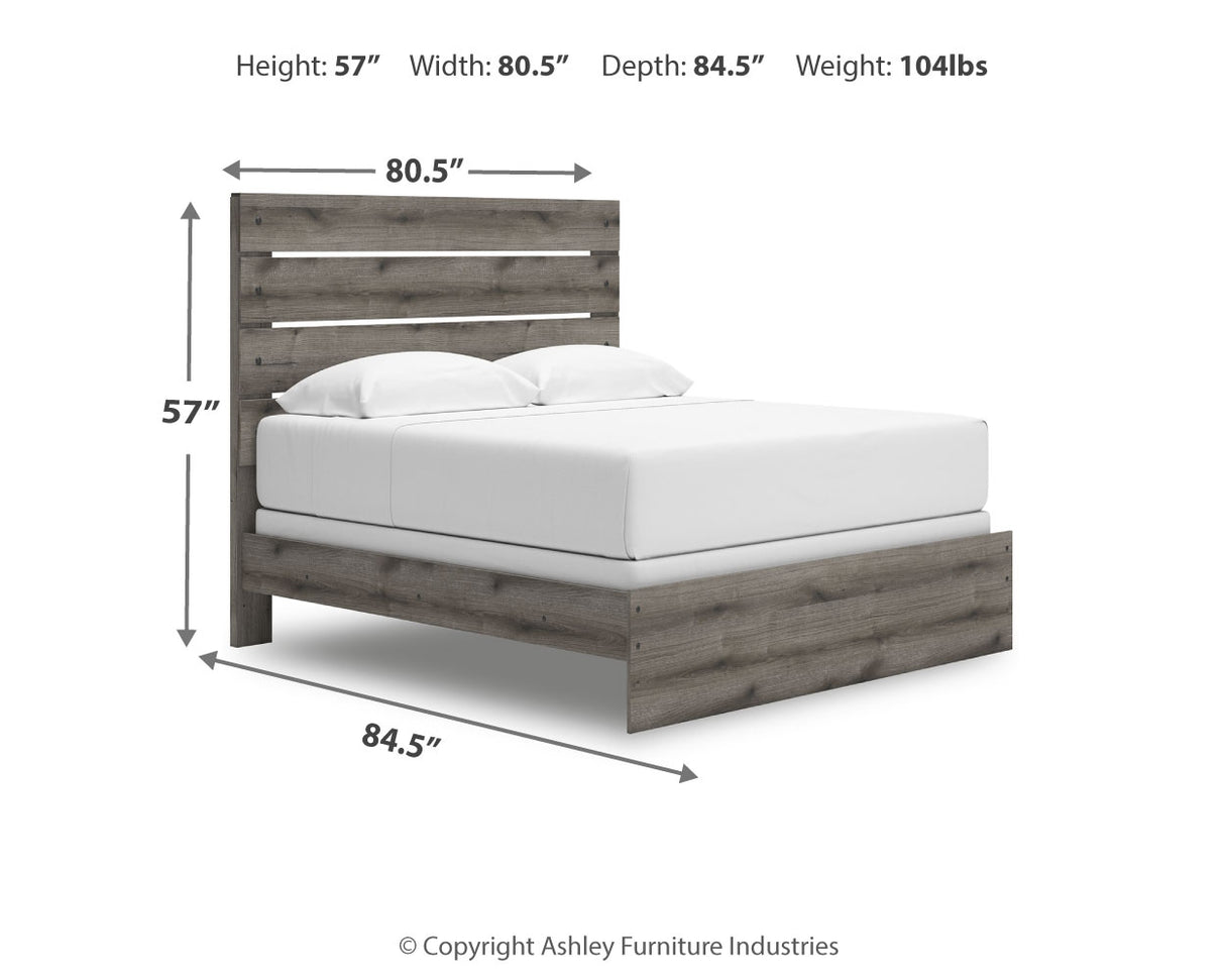 Graystorm 6-Piece King Panel Bed with Mirrored Dresser, Chest and Nightstand (King Panel Headboard/Footboard, King Panel Rails, Dresser, Bedroom Mirror, Chest of Drawers, Nightstand)