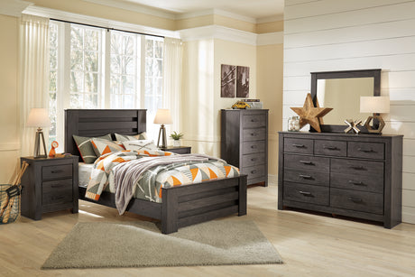 Brinxton 7-Piece Full Panel Bed with Mirrored Dresser, Chest and Nightstand (Chest of Drawers, Nightstand, Dresser, Bedroom Mirror, Full Panel Footboard, Full Panel Rails, Full Panel Headboard)