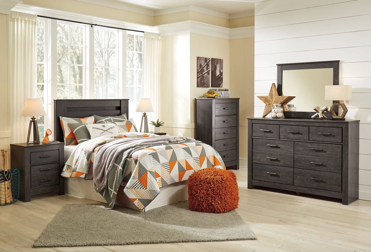 Brinxton 3-Piece Queen/Full Panel Headboard with Mirrored Dresser (Queen Panel Headboard, Dresser, Bedroom Mirror)