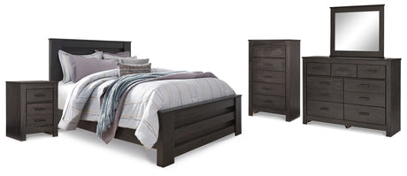 Brinxton Queen Panel Bed, Dresser, Mirror, Chest and Nightstand (Bed Size: Queen)