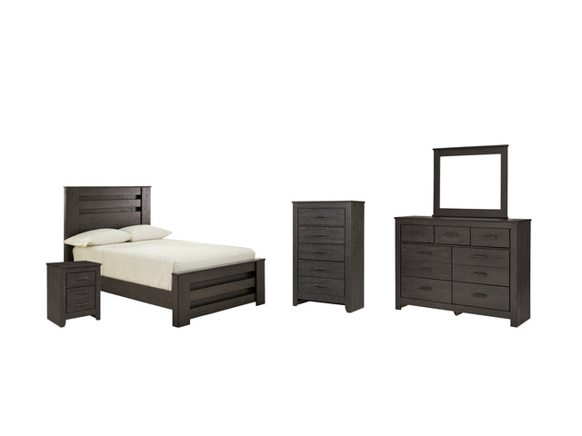 Brinxton 7-Piece Full Panel Bed with Mirrored Dresser, Chest and Nightstand (Chest of Drawers, Nightstand, Dresser, Bedroom Mirror, Full Panel Footboard, Full Panel Rails, Full Panel Headboard)