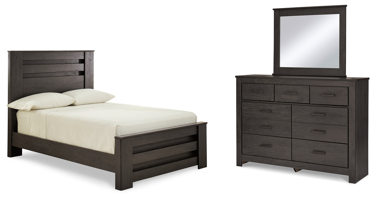Brinxton Full Panel Bed, Dresser and Mirror (Bed Size: Full)