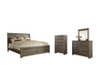 Juararo 6-Piece California King Panel Bed with Mirrored Dresser and Chest (Chest of Drawers, Dresser, Bedroom Mirror, King/California King Panel Footboard, King/California King Panel Headboard, California King Rails)