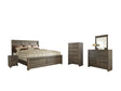 Juararo 7-Piece California King Panel Bed with Mirrored Dresser, Chest and Nightstand (Chest of Drawers, Nightstand, Dresser, Bedroom Mirror, King/California King Panel Footboard, King/California King Panel Headboard, California King Rails)