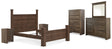 Juararo California King Poster Bed, Dresser, Mirror, Chest and 2 Nightstands (Bed Size: California King)
