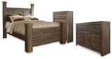 Juararo Queen Poster Bed, Dresser and Chest
