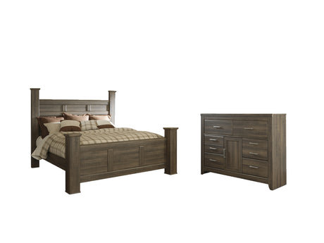 Juararo 4-Piece California King Poster Bed with Dresser (Dresser, King/California King Poster Footboard, King/California King Poster Headboard, California King Rails)