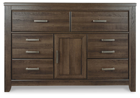 Juararo California King Panel Bed, Dresser, Chest and Nightstand