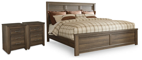 Juararo King Panel Bed and 2 Nightstands