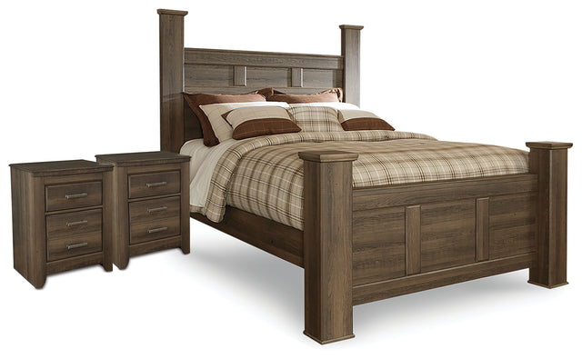 Juararo Queen Poster Bed and 2 Nightstands
