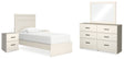 Stelsie 6-Piece Twin Panel Bed with Mirrored Dresser and 2 Nightstands (Twin Panel Headboard/Footboard, Twin Panel Rails, Dresser, Bedroom Mirror, Nightstand, Nightstand)