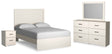 Stelsie 5-Piece Full Panel Bed with Mirrored Dresser and Nightstand (Full Panel Headboard/Footboard, Full Panel Rails, Dresser, Bedroom Mirror, Nightstand)