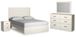 Stelsie 5-Piece Queen Panel Bed with Mirrored Dresser and Nightstand (Queen Panel Headboard/Footboard, Queen Panel Rails, Dresser, Bedroom Mirror, Nightstand)