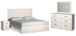 Stelsie 5-Piece King Panel Bed with Mirrored Dresser and Nightstand (King Panel Headboard/Footboard, King Panel Rails, Dresser, Bedroom Mirror, Nightstand)