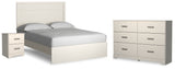 Stelsie 4-Piece Queen Panel Bed with Dresser and Nightstand (Queen Panel Headboard/Footboard, Queen Panel Rails, Dresser, Nightstand)