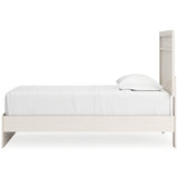 Stelsie 4-Piece Twin Panel Bed with Mirrored Dresser (Twin Panel Headboard/Footboard, Twin Panel Rails, Dresser, Bedroom Mirror)