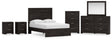 Belachime 7-Piece Full Panel Bed with Mirrored Dresser, Chest and 2 Nightstands (Full Panel Headboard/Footboard, Full Panel Rails, Dresser, Bedroom Mirror, Chest of Drawers, Nightstand, Nightstand)