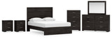 Belachime 7-Piece Queen Panel Bed with Mirrored Dresser, Chest and 2 Nightstands (Queen Panel Headboard/Footboard, Queen Panel Rails, Dresser, Bedroom Mirror, Chest of Drawers, Nightstand, Nightstand)