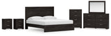 Belachime 7-Piece King Panel Bed with Mirrored Dresser, Chest and 2 Nightstands (King Panel Headboard/Footboard, King Panel Rails, Dresser, Bedroom Mirror, Chest of Drawers, Nightstand, Nightstand)