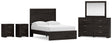 Belachime 6-Piece Full Panel Bed with Mirrored Dresser and 2 Nightstands (Full Panel Headboard/Footboard, Full Panel Rails, Dresser, Bedroom Mirror, Nightstand, Nightstand)