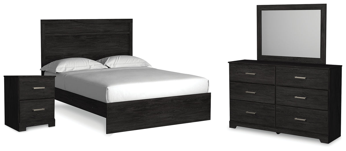 Belachime Queen Panel Bed, Dresser, Mirror, and Nightstand (Bed Size: Queen)