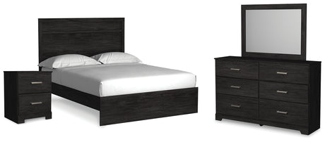 Belachime Queen Panel Bed, Dresser, Mirror, and Nightstand (Bed Size: Queen)