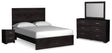 Belachime 5-Piece Queen Panel Bed with Mirrored Dresser and Nightstand (Queen Panel Headboard/Footboard, Queen Panel Rails, Dresser, Bedroom Mirror, Nightstand)
