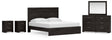 Belachime 6-Piece King Panel Bed with Mirrored Dresser and 2 Nightstands (King Panel Headboard/Footboard, King Panel Rails, Dresser, Bedroom Mirror, Nightstand, Nightstand)