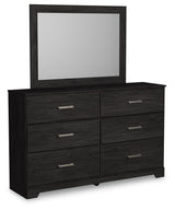 Belachime 5-Piece Panel Bed with Mirrored Dresser and Nightstand