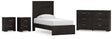 Belachime 5-Piece Twin Panel Bed with Dresser and 2 Nightstands (Twin Panel Headboard/Footboard, Twin Panel Rails, Dresser, Nightstand, Nightstand)