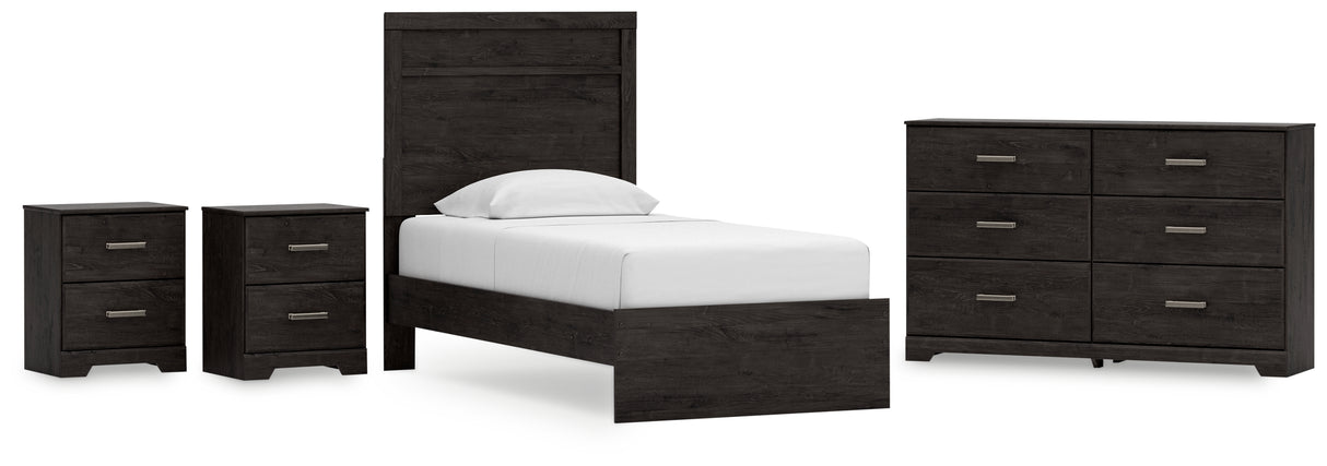 Belachime 5-Piece Twin Panel Bed with Dresser and 2 Nightstands (Twin Panel Headboard/Footboard, Twin Panel Rails, Dresser, Nightstand, Nightstand)