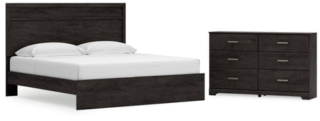 Belachime 3-Piece King Panel Bed with Dresser (King Panel Headboard/Footboard, King Panel Rails, Dresser)