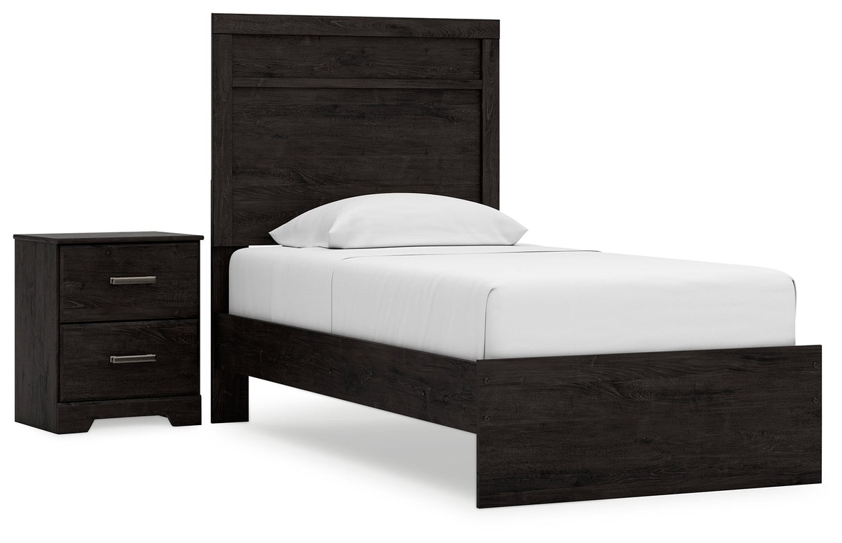 Belachime 3-Piece Twin Panel Bed with Nightstand (Twin Panel Headboard/Footboard, Twin Panel Rails, Nightstand)