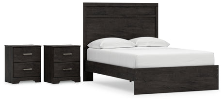 Belachime 4-Piece Full Panel Bed with 2 Nightstands (Full Panel Headboard/Footboard, Full Panel Rails, Nightstand, Nightstand)