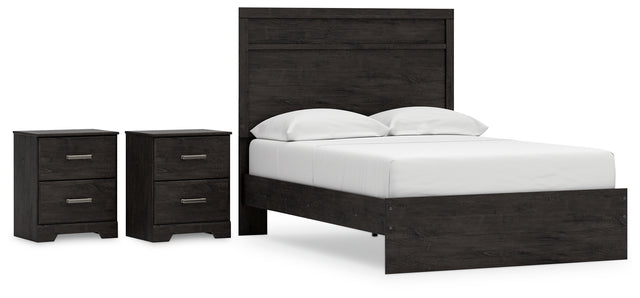 Belachime 4-Piece Full Panel Bed with 2 Nightstands (Full Panel Headboard/Footboard, Full Panel Rails, Nightstand, Nightstand)