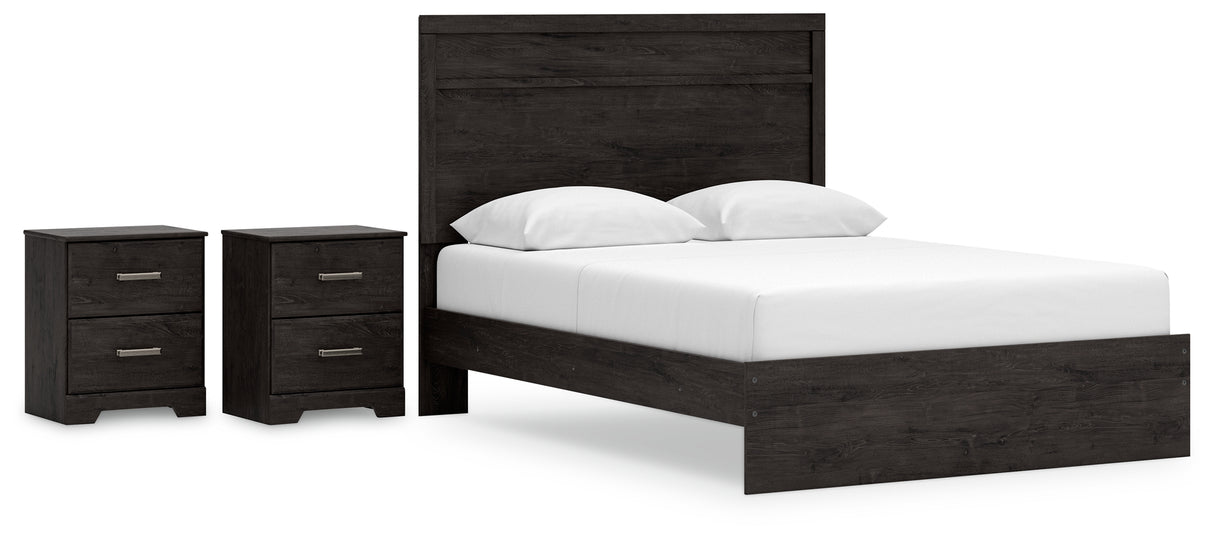 Belachime 4-Piece Queen Panel Bed with 2 Nightstands (Queen Panel Headboard/Footboard, Queen Panel Rails, Nightstand, Nightstand)