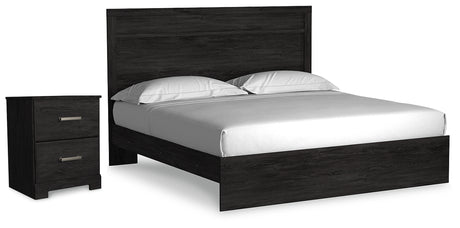 Belachime King Panel Bed and Nightstand (Bed Size: King)
